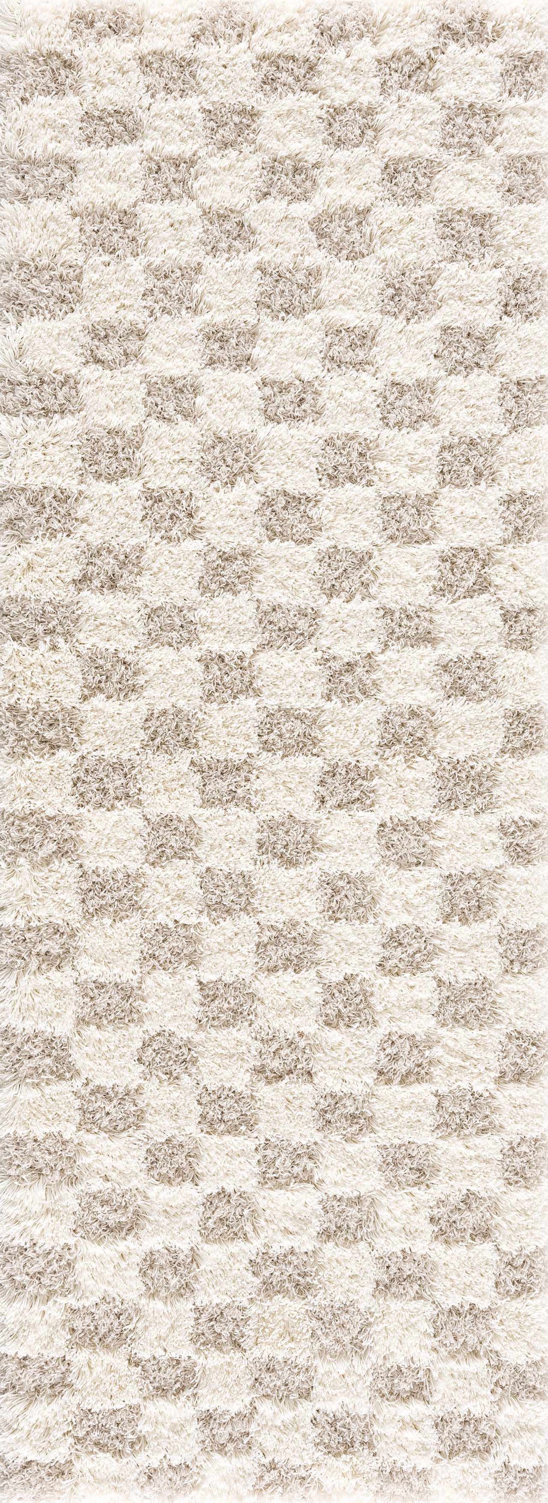 Atira Light Brown Checkered Area Rug