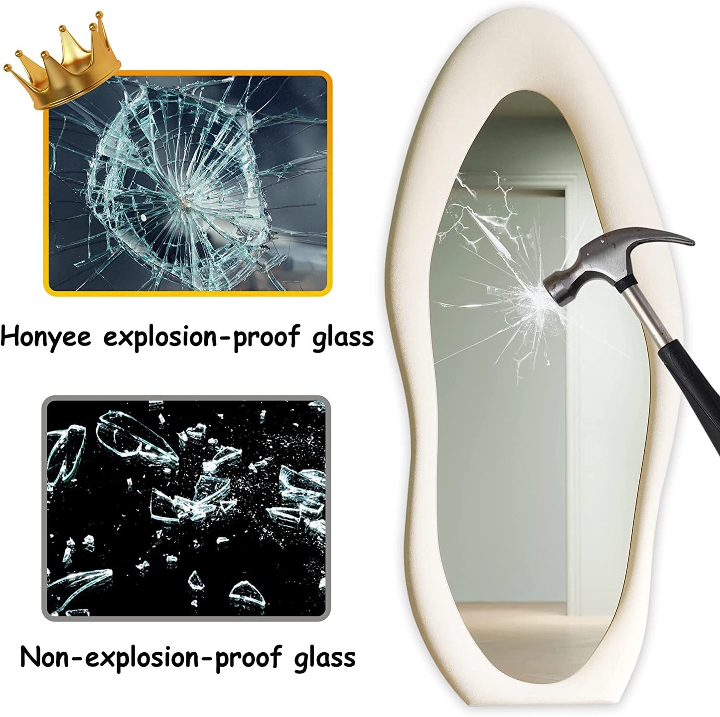 Full Length Mirror, 63 X 24 Wall Mirror, Flannel Wrapped Wooden Frame