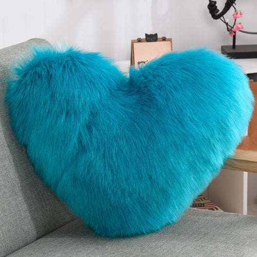 Throw Pillows Heart Shape Plush Shaggy Decorative Pillow