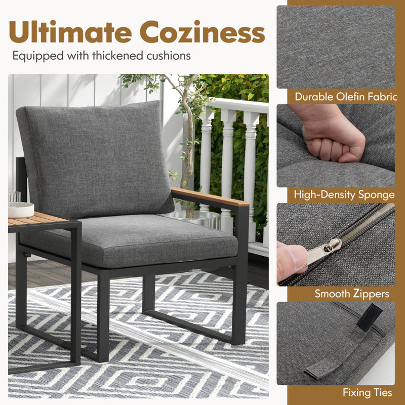 3 Pieces Aluminum Frame Weatherproof Outdoor Conversation Set with