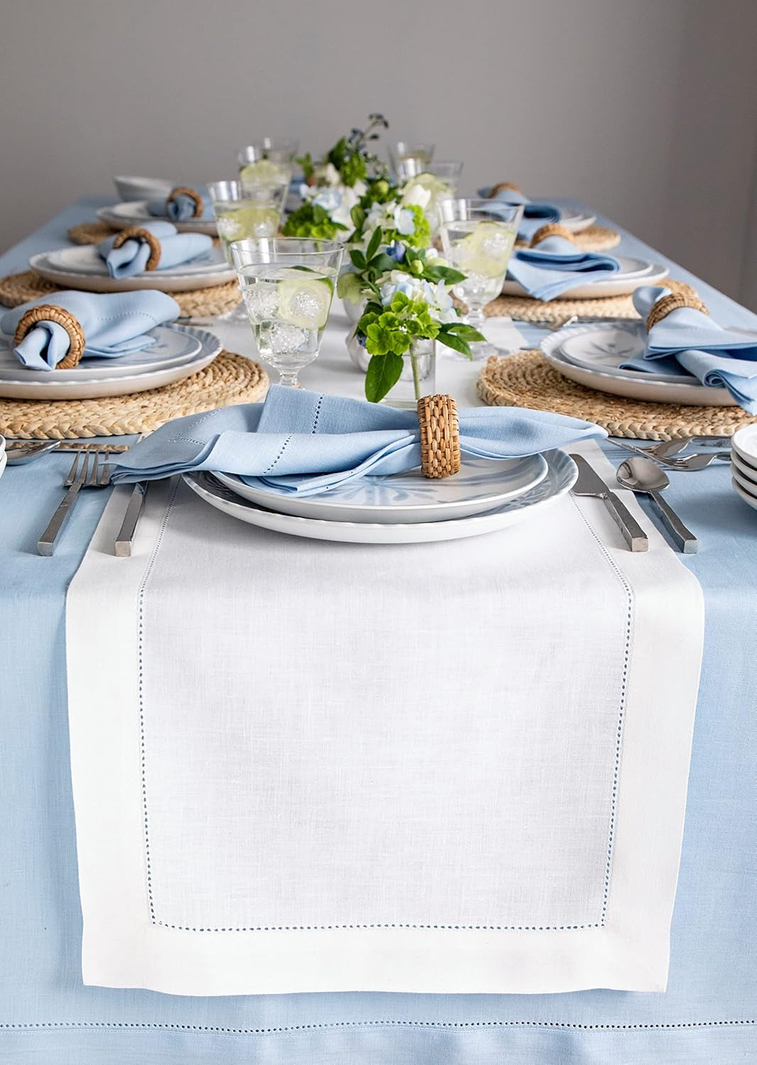 Solino Home Purple Linen Table Runner 60 Inches Long – 100% Pure Linen Classic Hemstitch Table Runner 14 X 60 Inch – Machine Washable Dining Table Runner for Valentines Day, Spring, Easter Decor