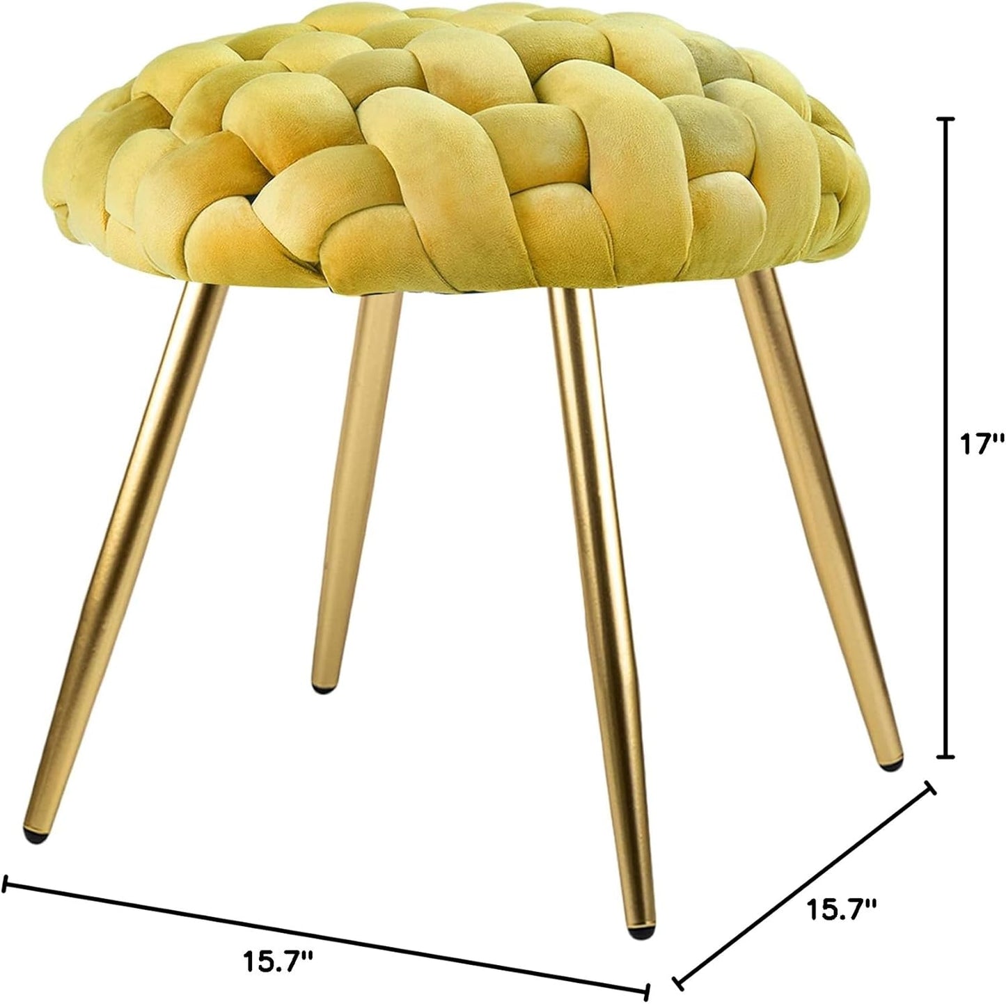 GIA Home Furniture Series Velvet Cross Woven Accent Stool, Chartreuse, Qty of 1