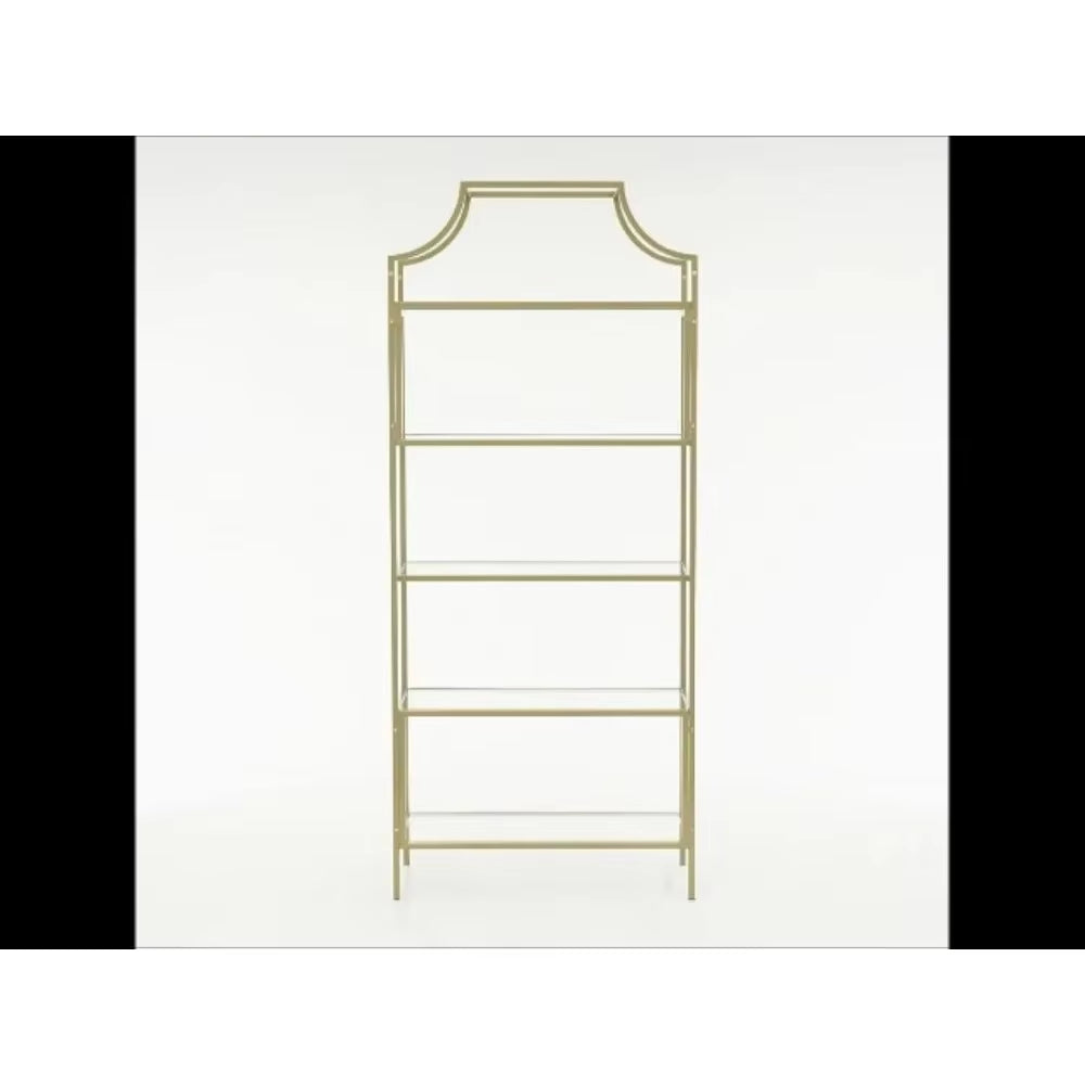 International Lux Book Shelf Satin Gold Finish Freight Free Bookshelf Living Room Furniture Home