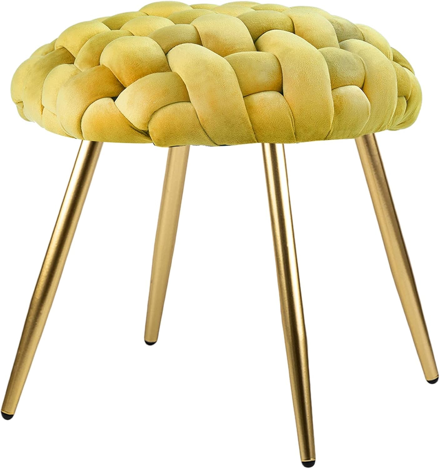 GIA Home Furniture Series Velvet Cross Woven Accent Stool, Chartreuse, Qty of 1