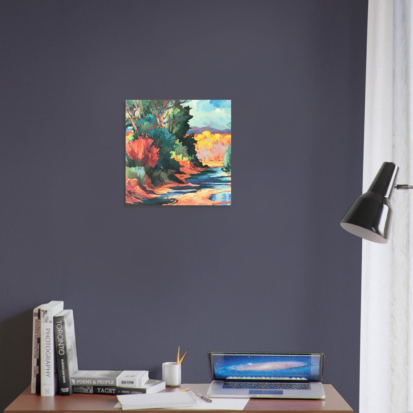 ‘Rio Pueblo’ Landscape I 16x16 Museum-Quality Matte Paper Poster | Original Artwork by American Artist Barbara Cleary