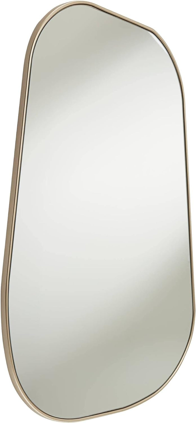 Modern Asymmetrical Curved Corner Champagne Gold Frame Vanity Mirror -