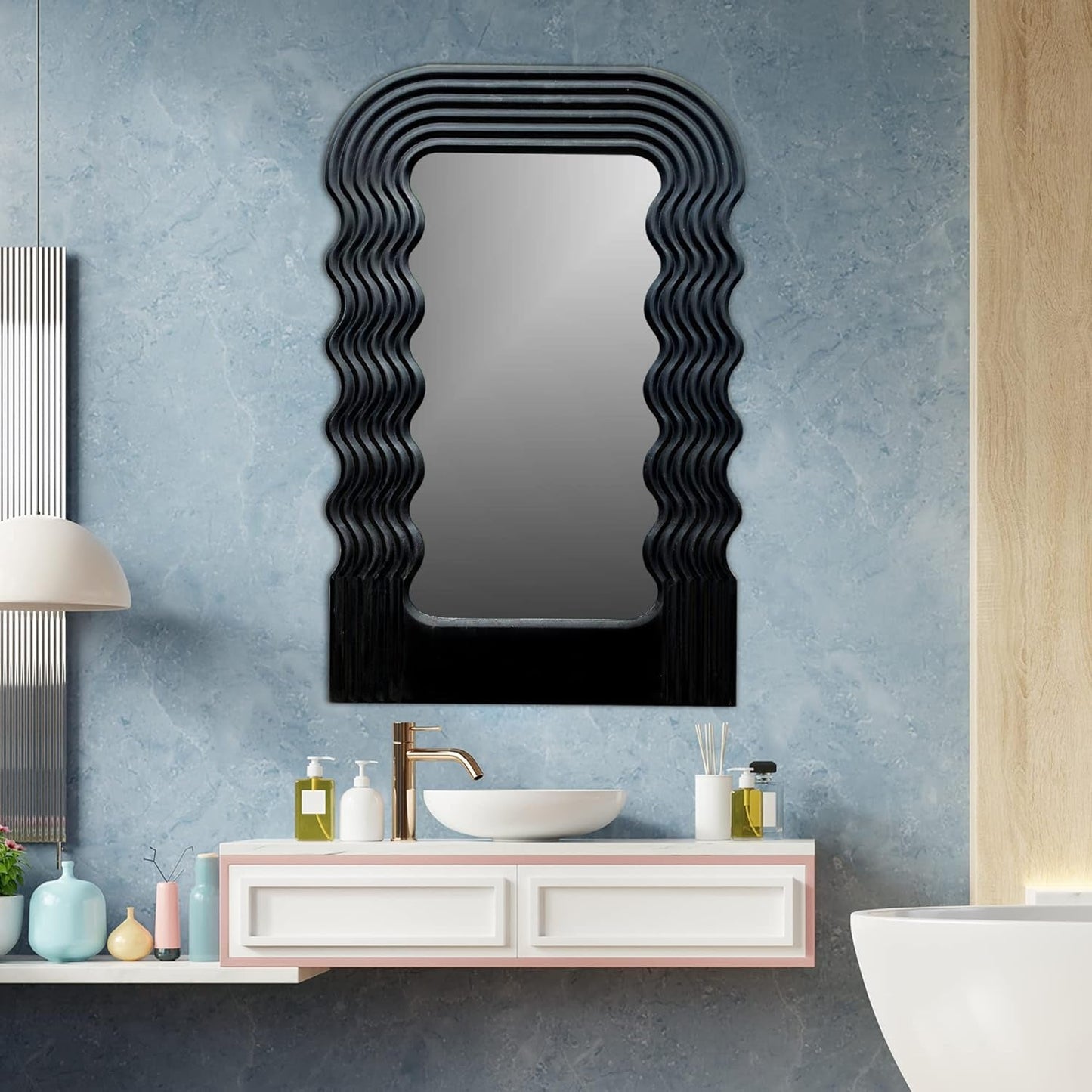 Virgo Black Wooden Framed Decorative Mirror - 36X24 Asymmetric