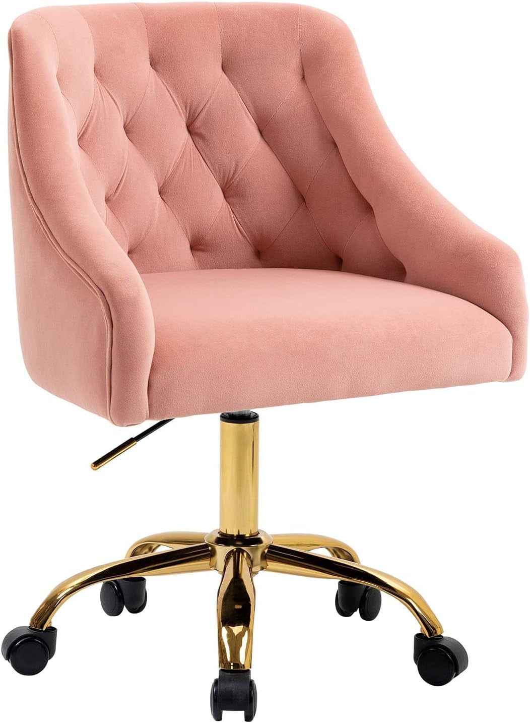 ATTICA Home Office Desk Chair Modern Velvet Office Chair Height Adjustable Computer Chair Mid-Back Swivel Task Chair Upholstered Velvet Desk Chair with Armrest for Study Bedroom Living Room(Black)