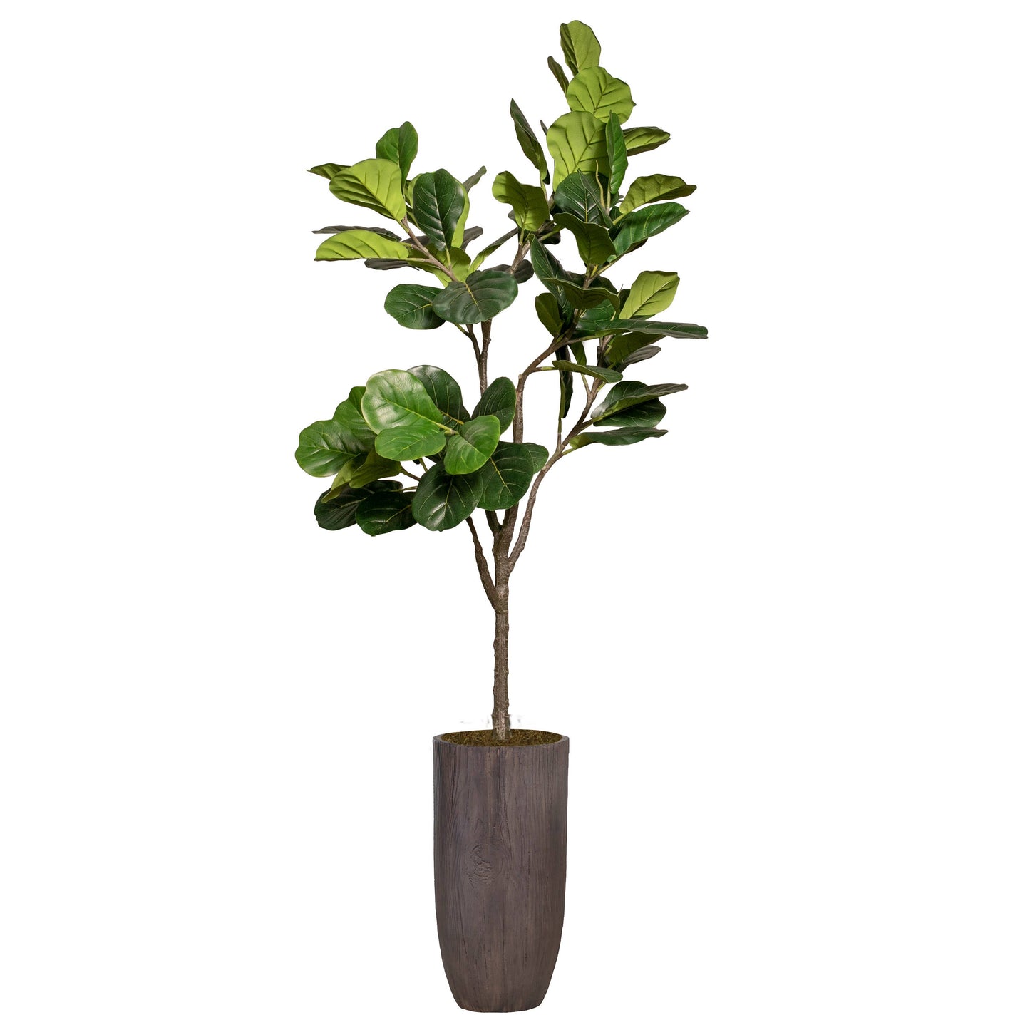 83" Artificial Fig Tree w/ wood-colored fiberstone planter
