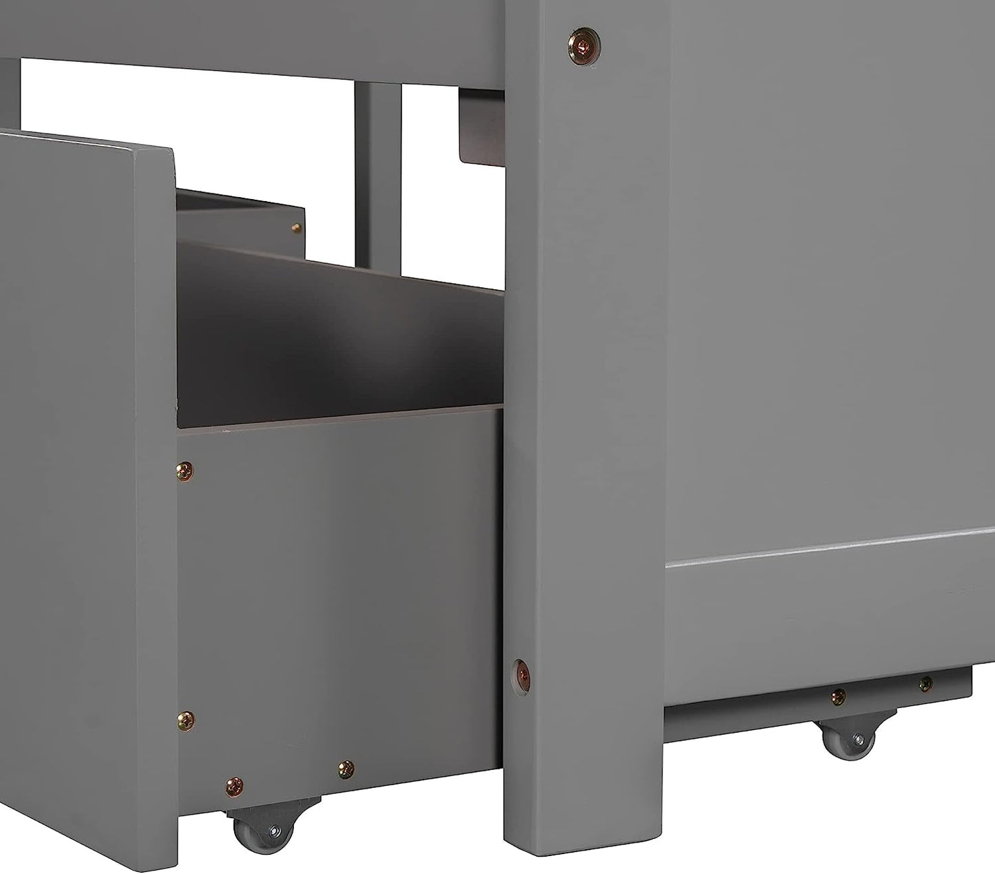 L-Shaped Twin Platform Bed with Trundle, Gray