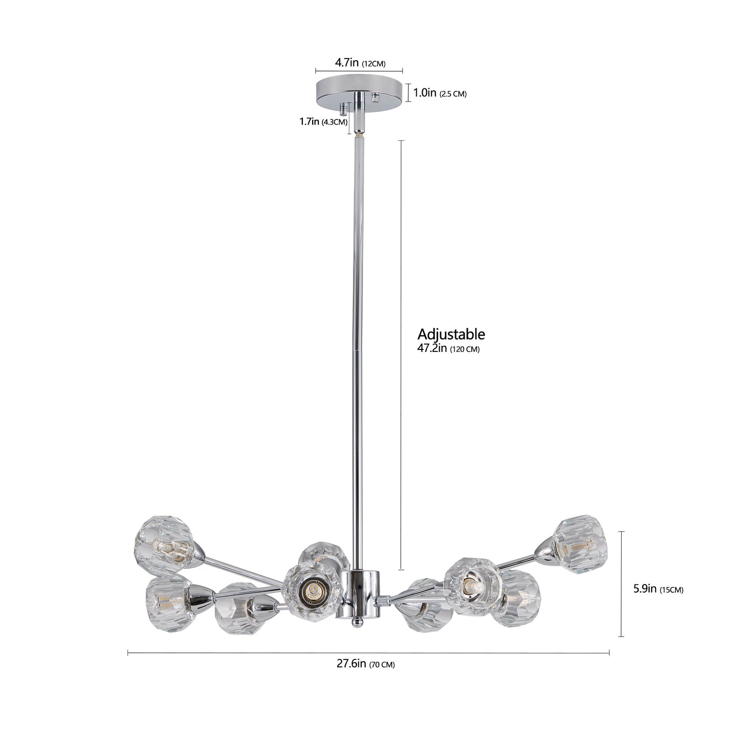 Modern Crystal Chandeliers, 9 Lights Chrome Chandelier for Living Room