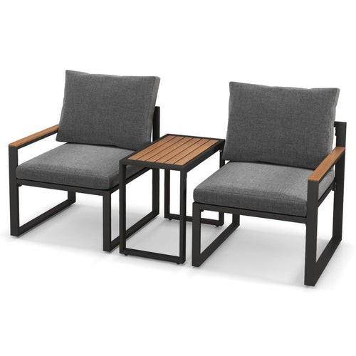 3 Pieces Aluminum Frame Weatherproof Outdoor Conversation Set with