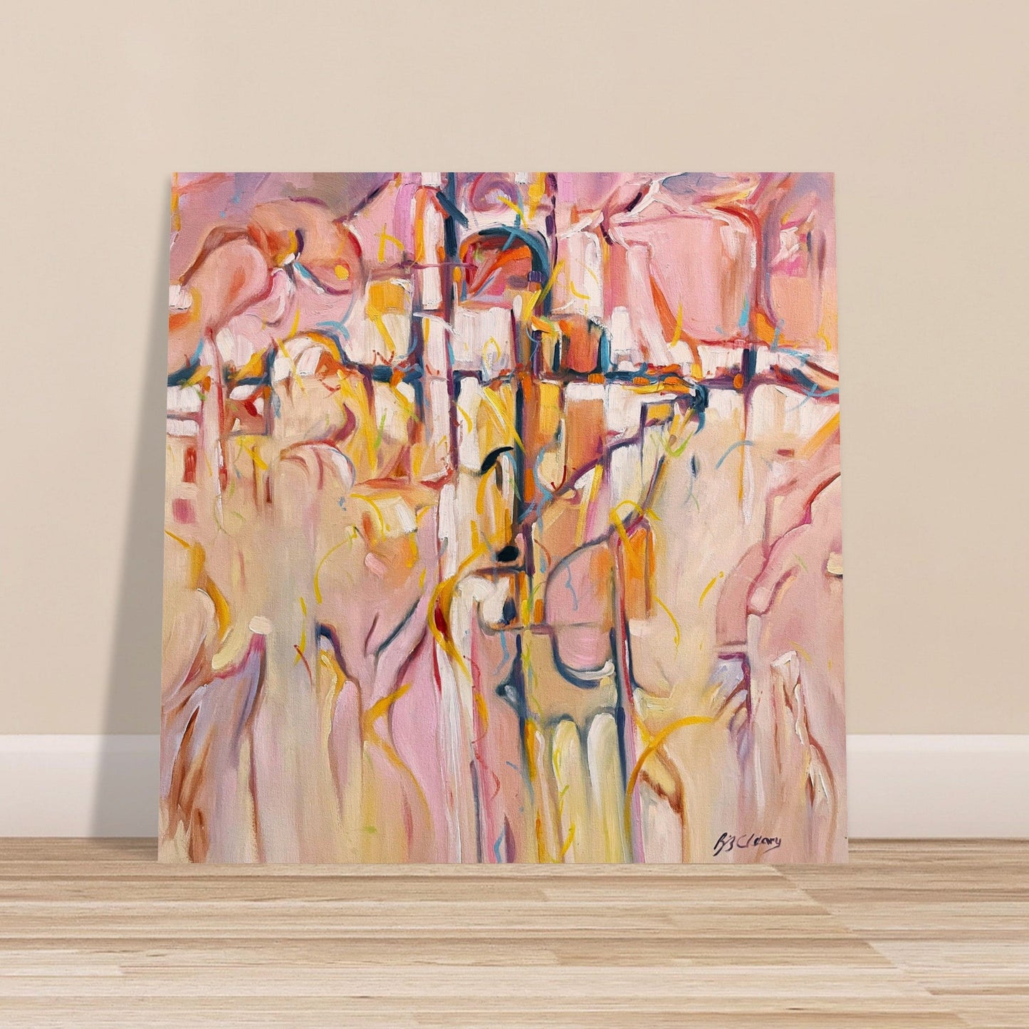 'Abstract Pueblo' Abstract I 16x16 Museum-Quality Matte Paper Poster | Original Artwork by American Artist Barbara Cleary