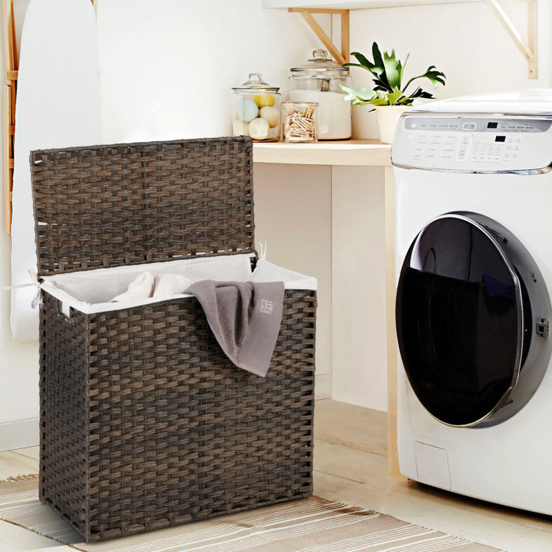 10L 3-Section Laundry Hamper with Liner Bag and Handle