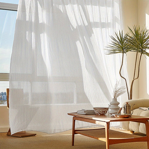 Elegant White Sheer Curtain with Rod Pocket Decor