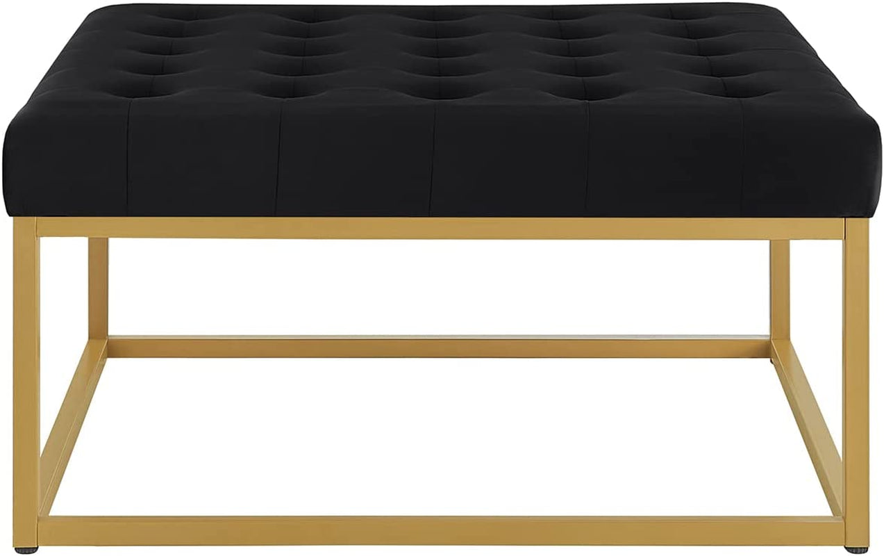 24KF Velvet Tufted Coffee Table Ottoman - Black