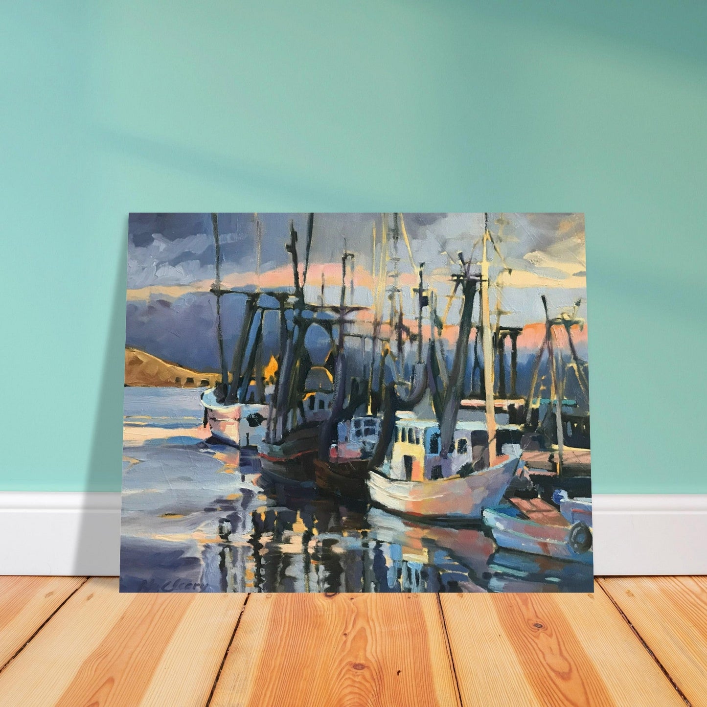 'Midnight Fleet' Coastal I 16x20 Museum-Quality Matte Paper Poster | Original Artwork by American Artist Barbara Cleary