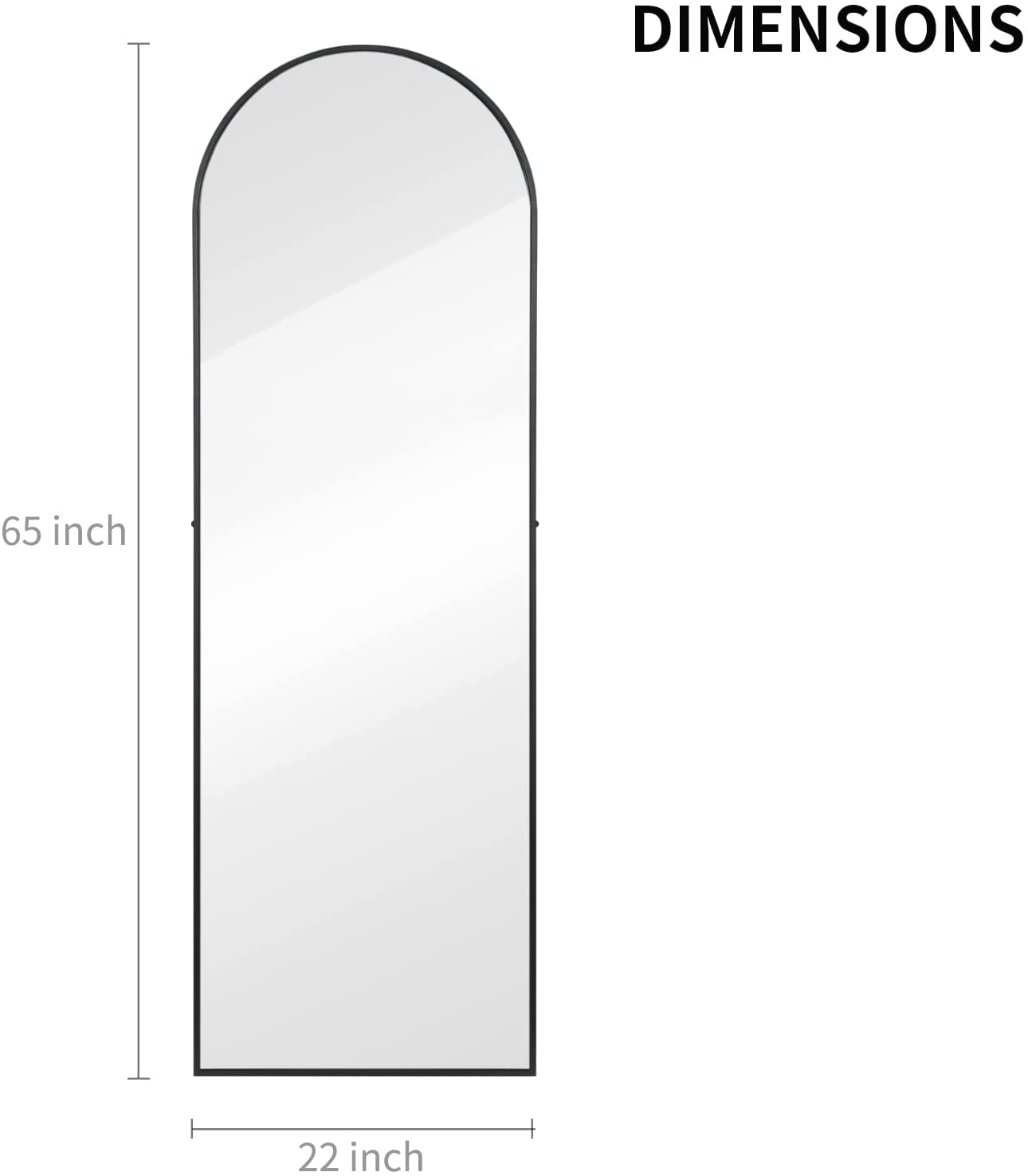 Arched-Top Mirror for Bathroom, Black Metal Frame