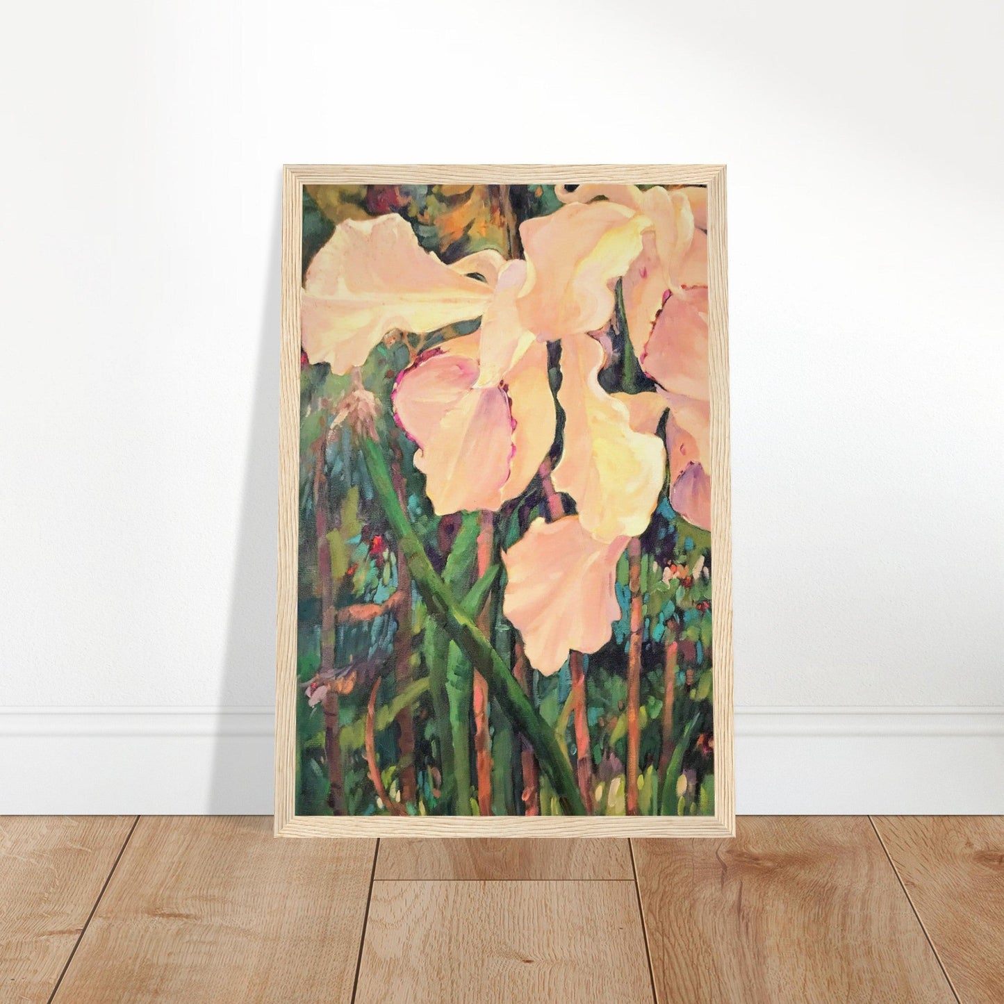 'Pink Orchid’ Floral | 12x18 inch Wooden Framed Art Print | Original Artwork by American Artist Barbara Cleary