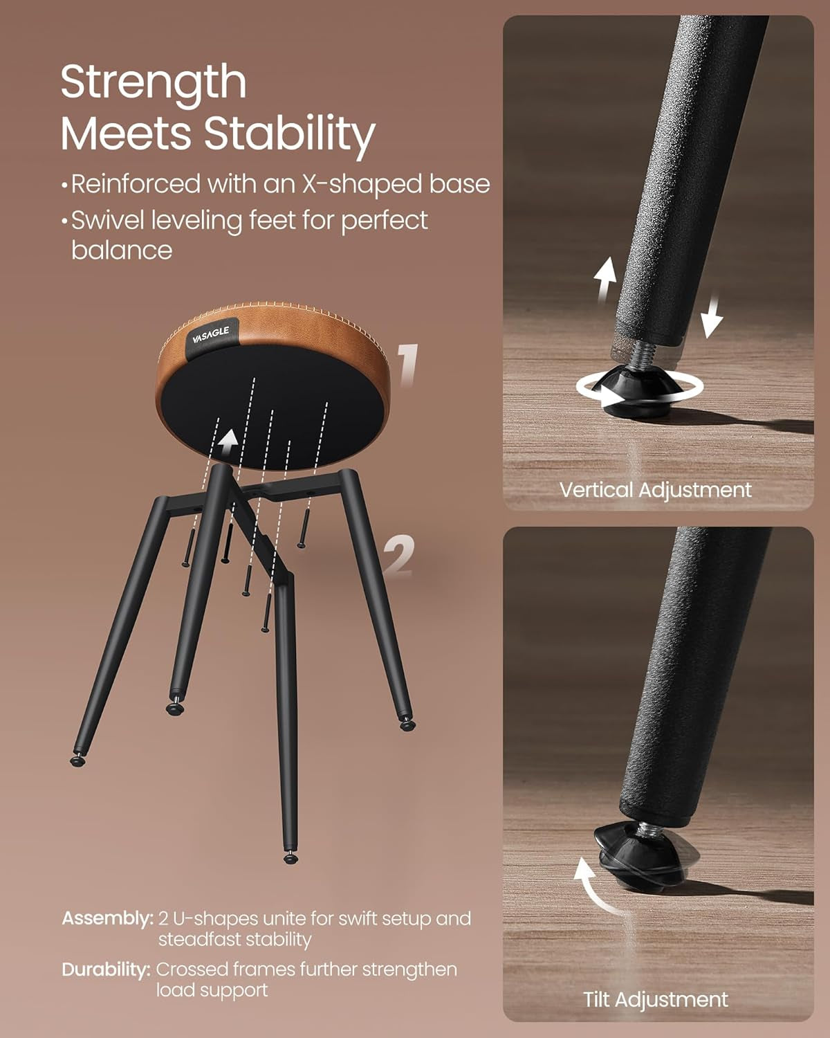 EKHO Collection - Dining Chairs Stools Set of 2, Upholstered Kitchen