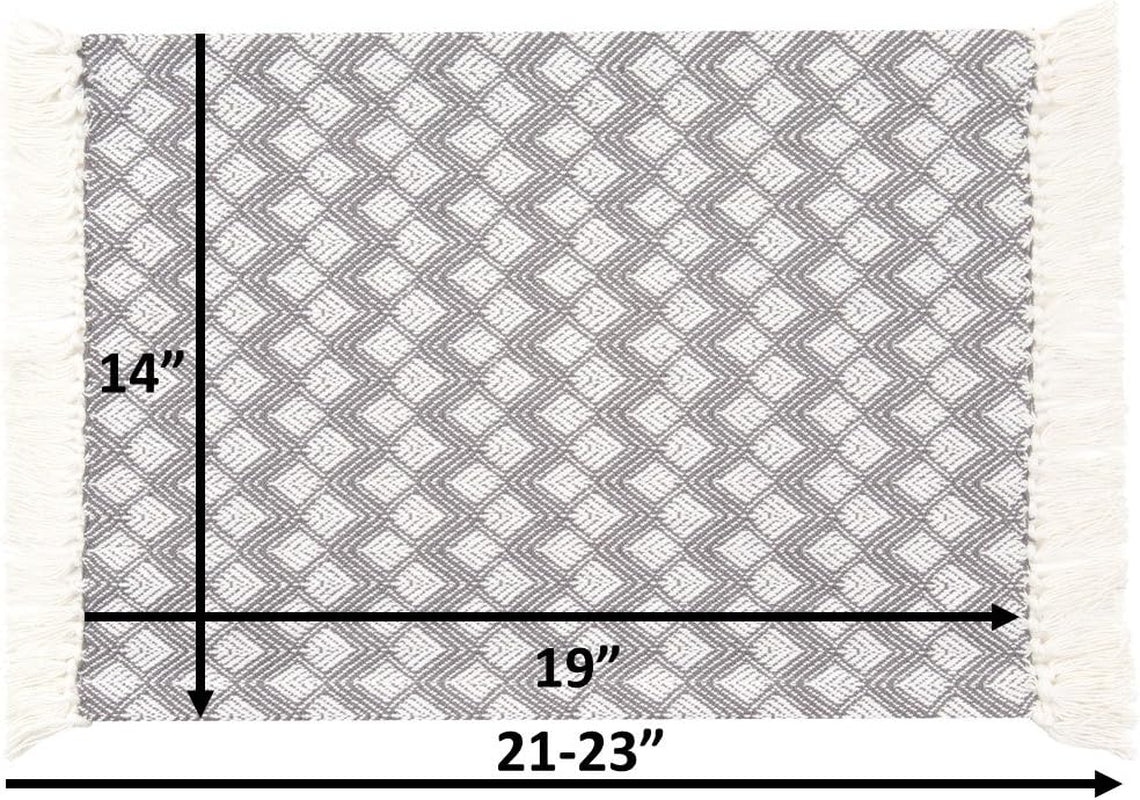Placemats Set of 4, Woven Cloth Placemat Set, 14X19 In, Gray Boho Place Mats for Kitchen or Dining Table, Washable Cotton Table Mats