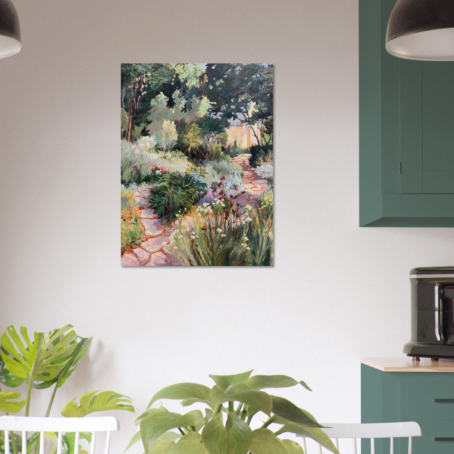 'Garden Path' Floral I 24x32 Museum-Quality Matte Paper Poster | Original Artwork by American Artist Barbara Cleary
