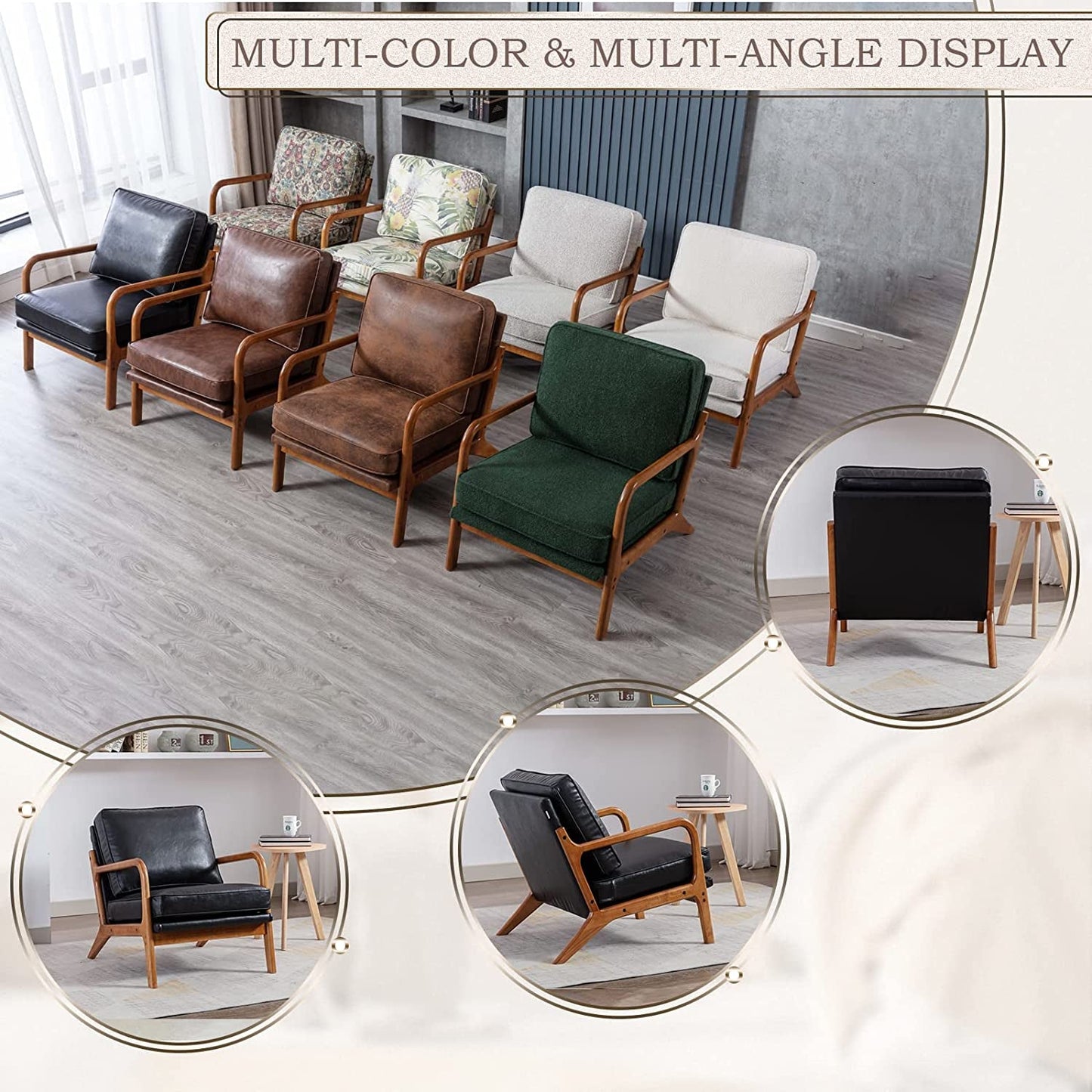 Modern Black Accent Chair with Thick Cushion