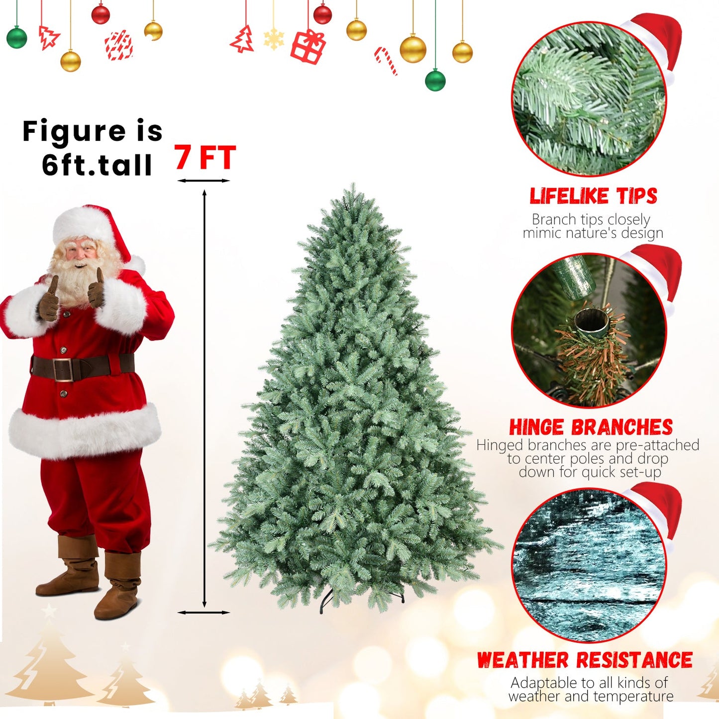6FT Blue-Green Tint Christmas Tree with 1878 PE+PVC Tips – Unique