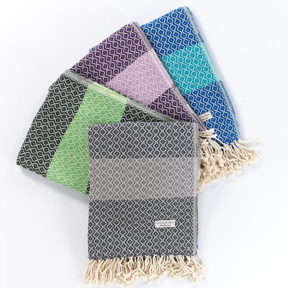 Caria Cotton Throw Blanket, Hand-Loomed