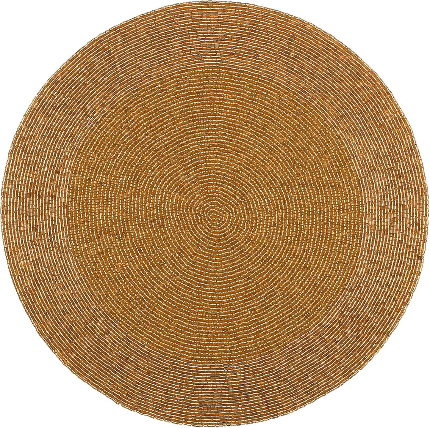 Life by Cotton Farmhouse Beaded Placemats for Dining Table 13 Inch Dia - Gold, Beaded Placemats round for Dining Table, Occasional Decoration and Family Parties Celebrations, Set of 1