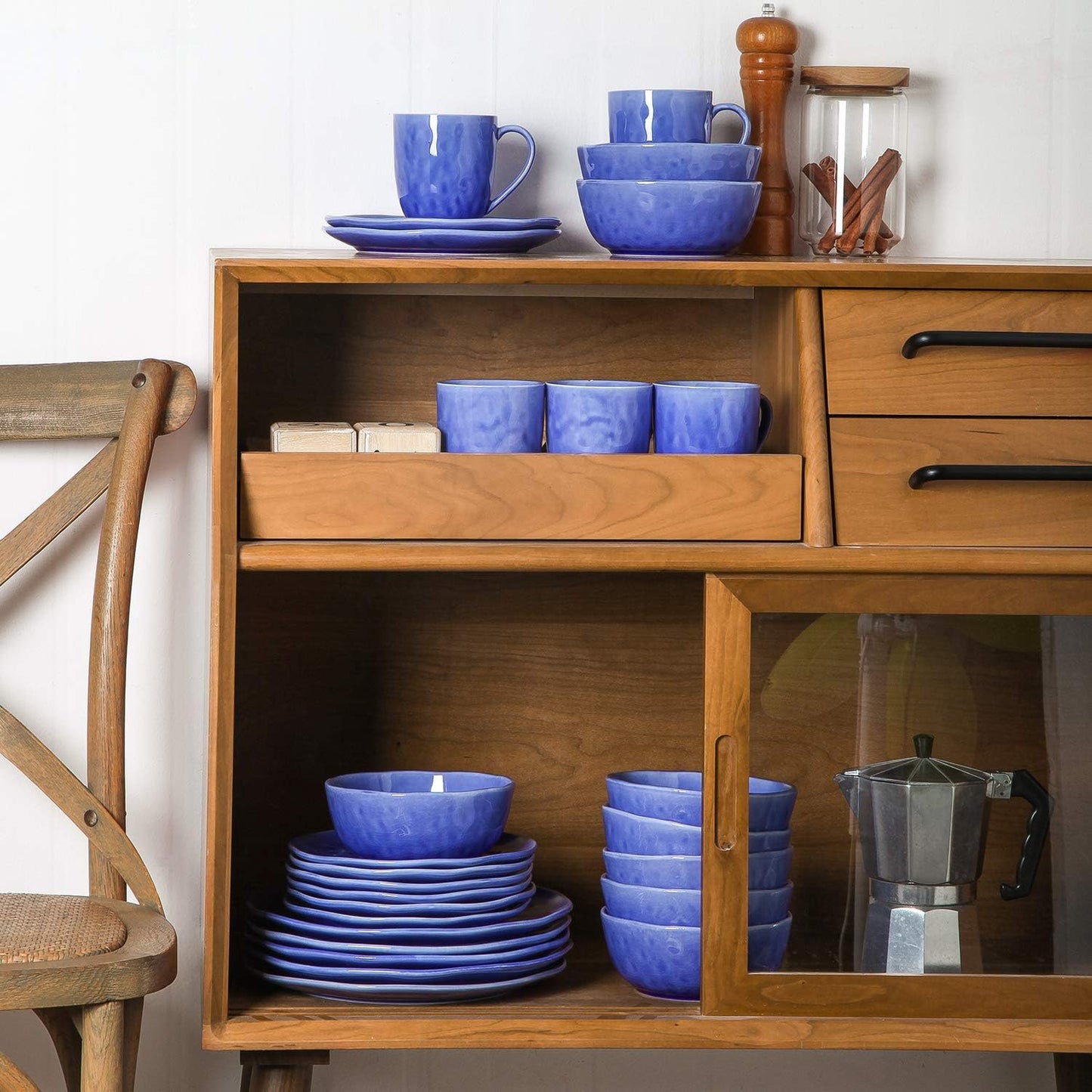 Stone Lain Constance 16-Piece Dinnerware Set Porcelain, Blue
