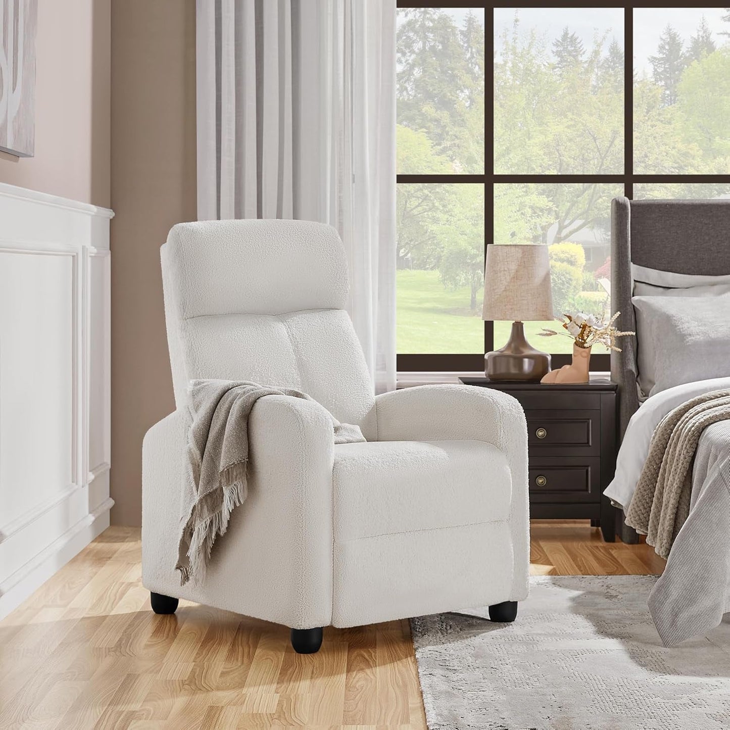 Boucle Recliner Chair Single Sofa Home Theater Seating Adjustable