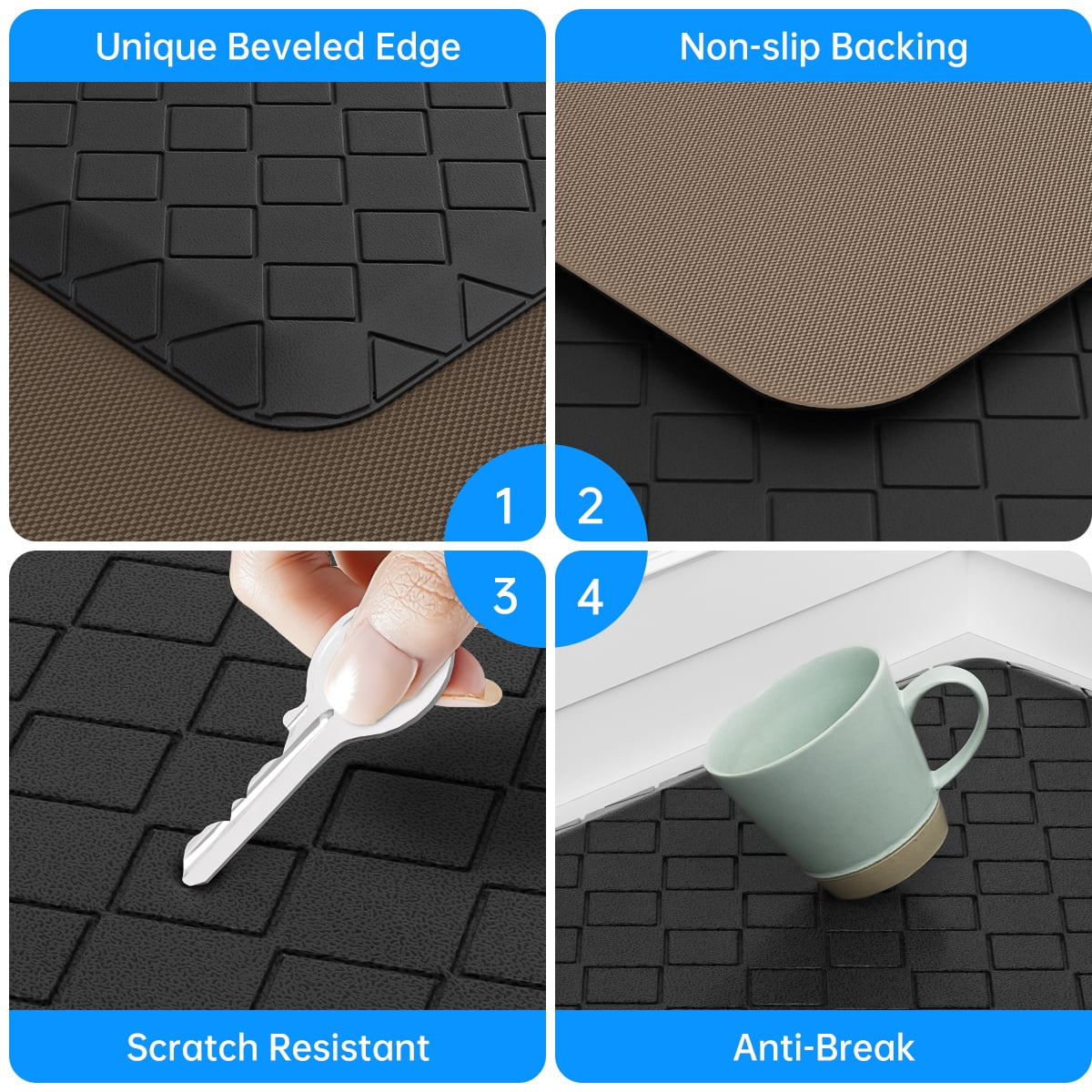 Kitchen Mat Set,2 PCS Cushioned Anti-Fatigue Kitchen Rug, Waterproof Non-Slip Kitchen Floor Mat,Ergonomic Comfort Rug Standing Mat for Kitchen,Home Floor,Office,Sink, Laundry(17.3"×29"+17.3"×47")