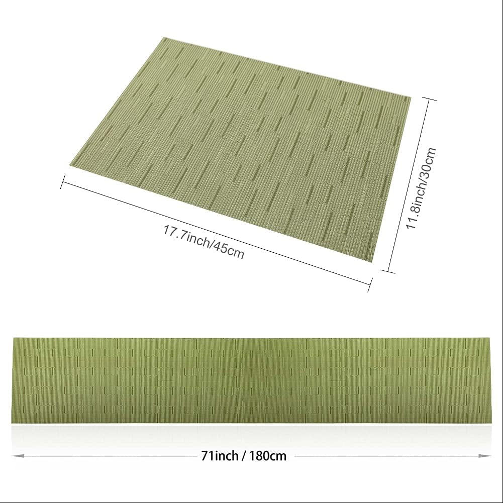 HYSENM Bamboo Pattern Vinyl Table Runner 71'' Long Stain Resistance Table Runner PVC Waterproof,Beige,1Xtable Runner