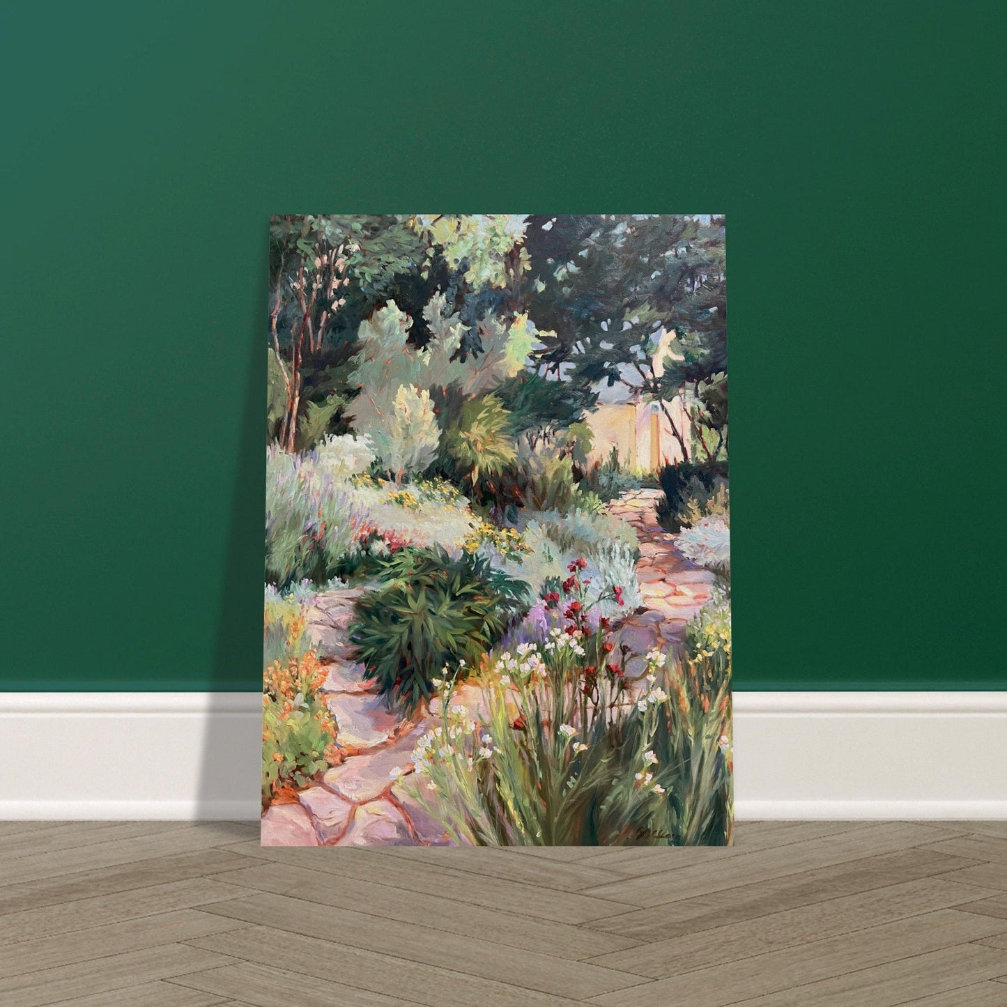 'Garden Path' Floral I 24x32 Museum-Quality Matte Paper Poster | Original Artwork by American Artist Barbara Cleary