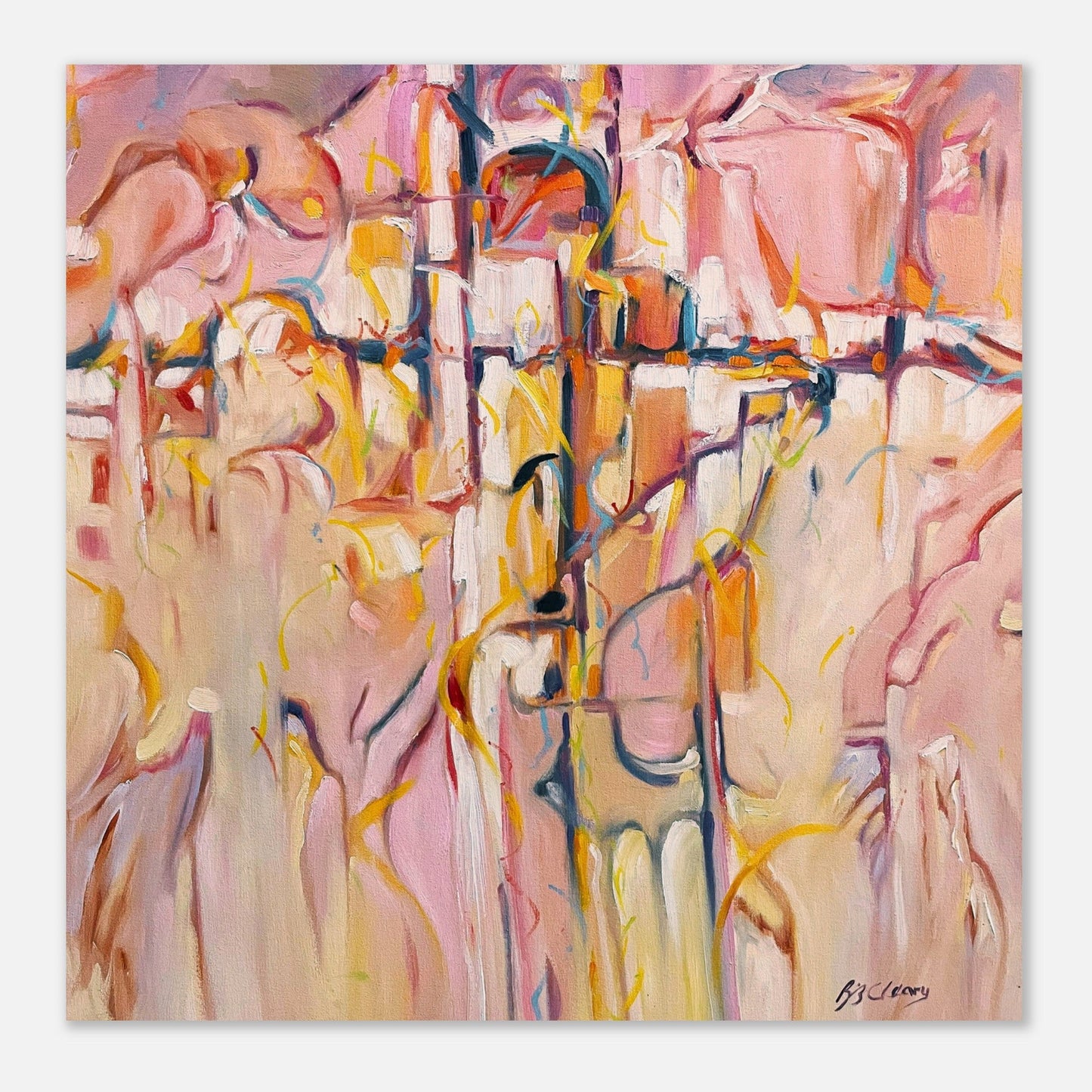 'Abstract Pueblo' Abstract I 16x16 Museum-Quality Matte Paper Poster | Original Artwork by American Artist Barbara Cleary