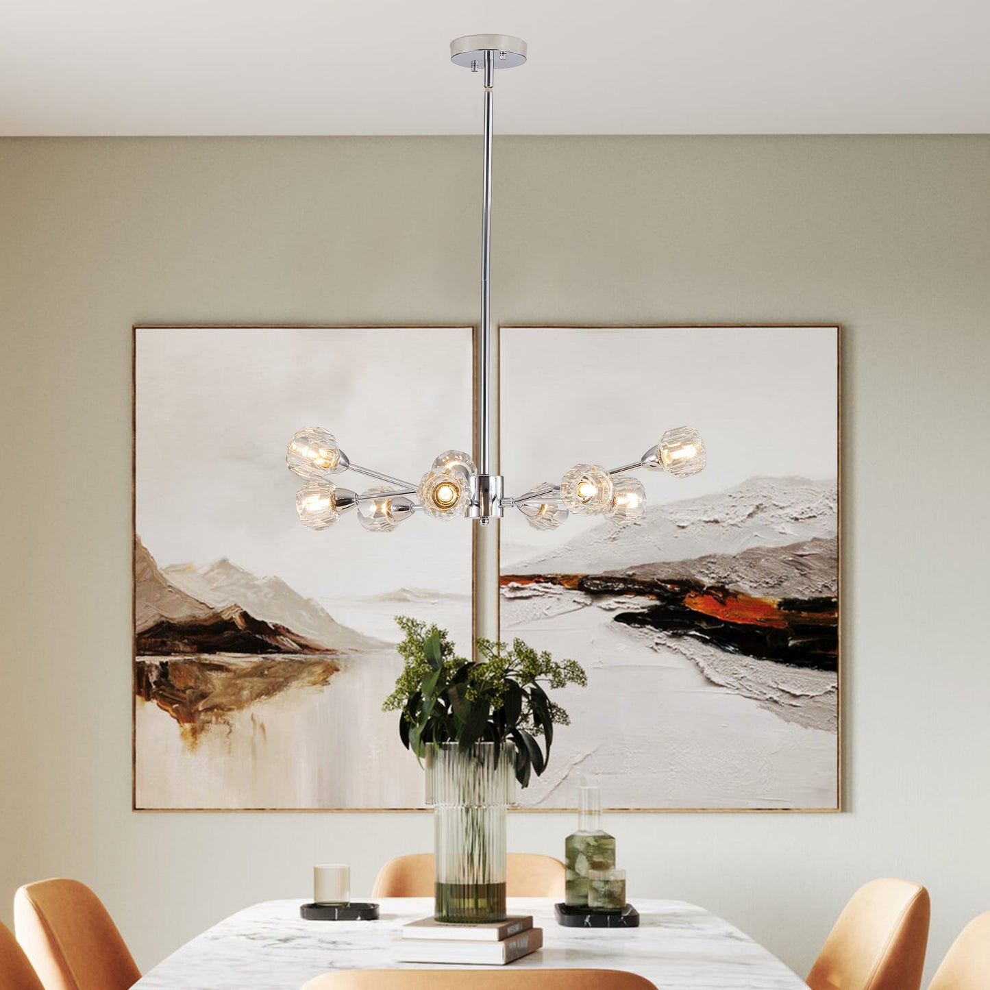 Modern Crystal Chandeliers, 9 Lights Chrome Chandelier for Living Room