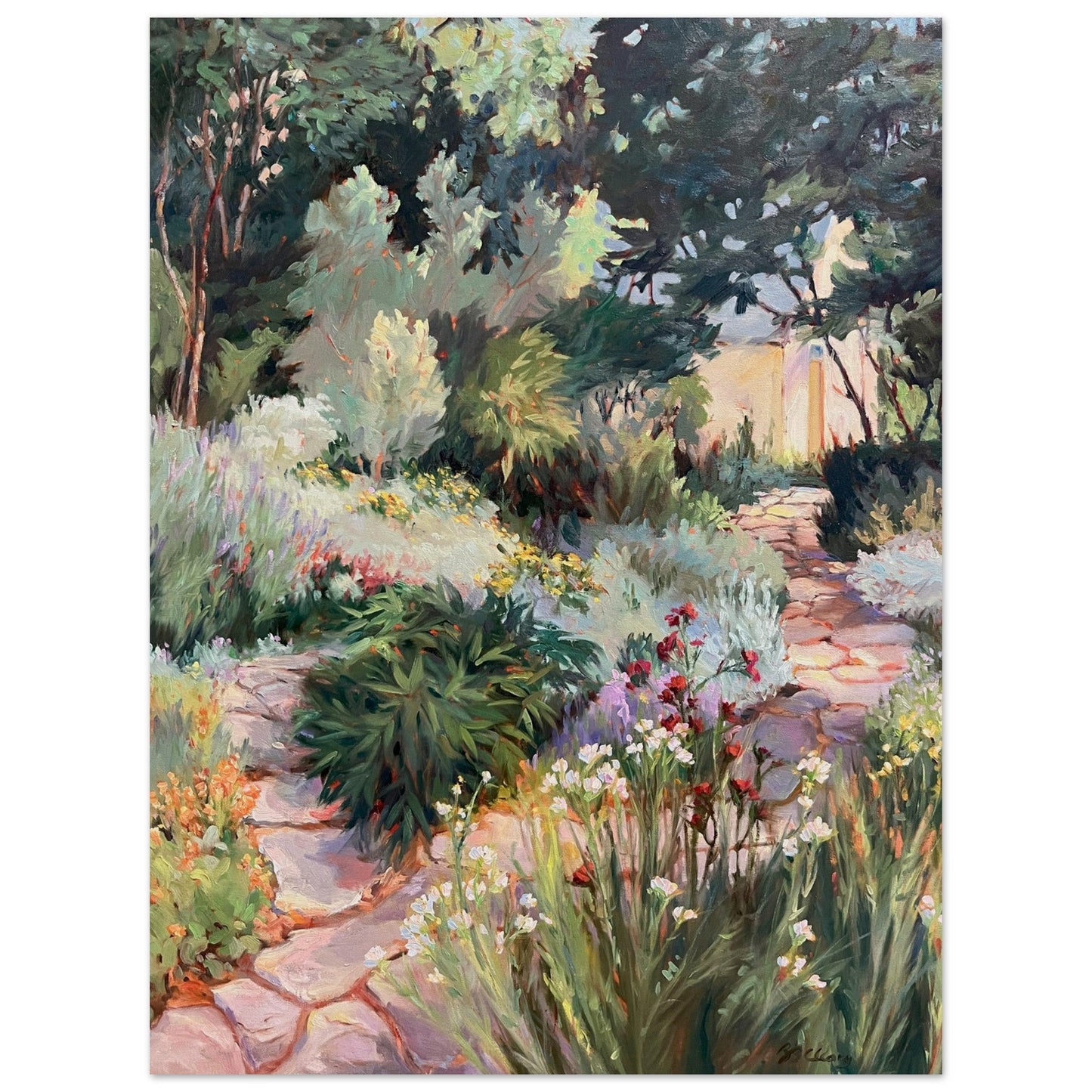 'Garden Path' Floral I 24x32 Museum-Quality Matte Paper Poster | Original Artwork by American Artist Barbara Cleary