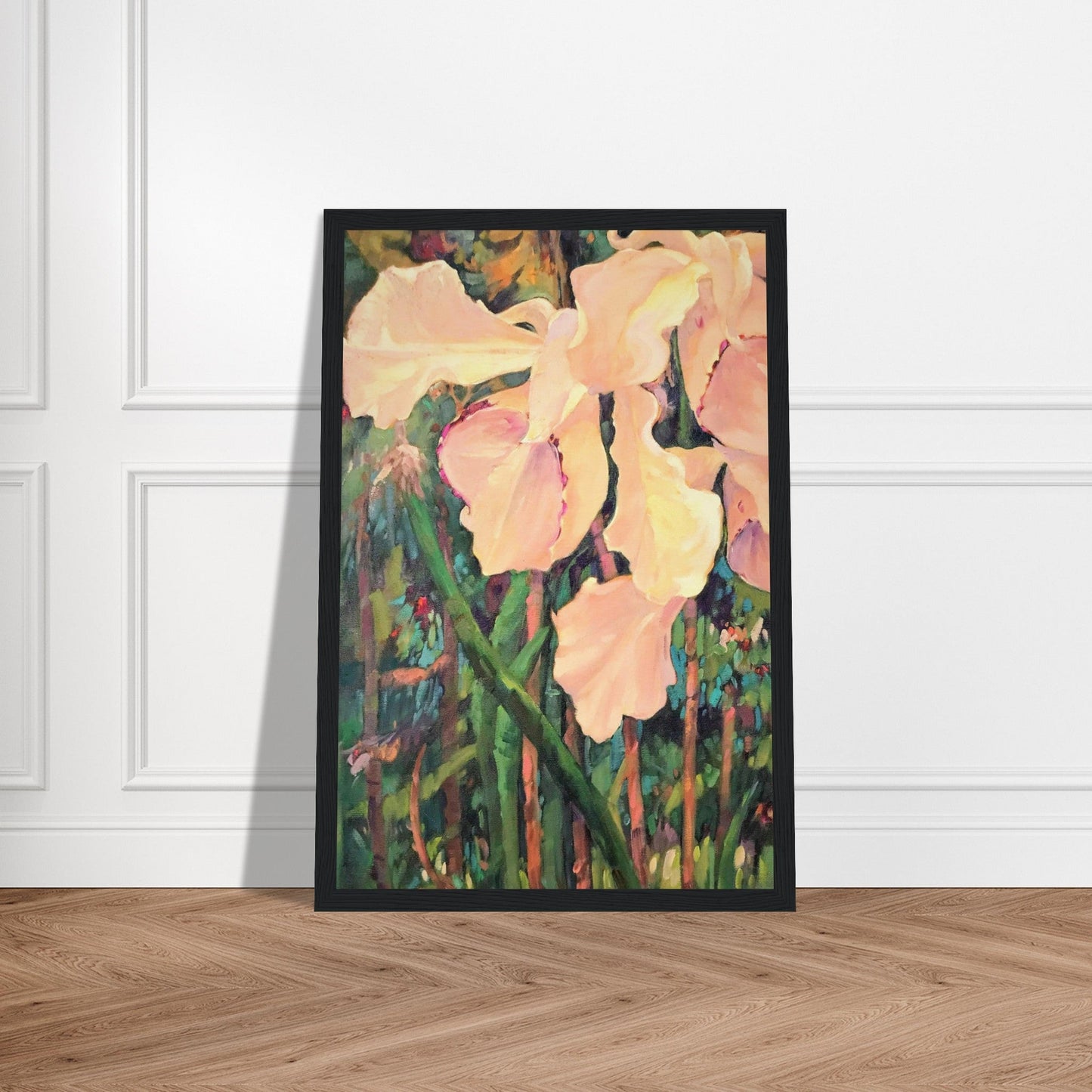 'Pink Orchid’ Floral | 12x18 inch Wooden Framed Art Print | Original Artwork by American Artist Barbara Cleary