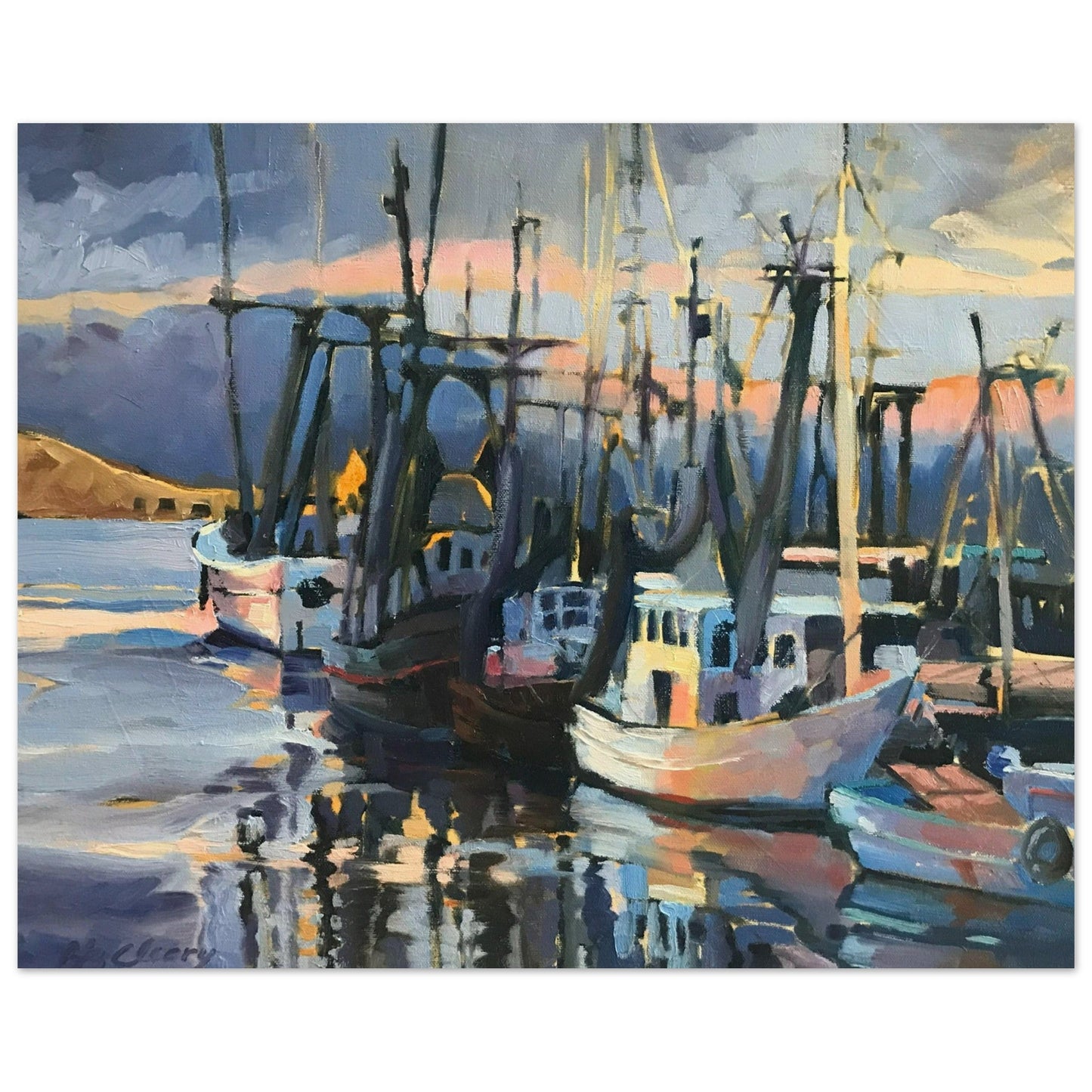 'Midnight Fleet' Coastal I 16x20 Museum-Quality Matte Paper Poster | Original Artwork by American Artist Barbara Cleary