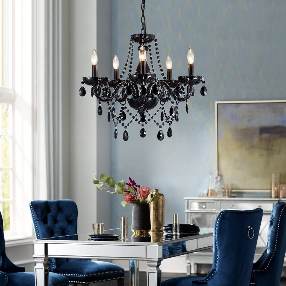 Saint Mossi Modern K9 Crystal Chandelier,Black Chandelier with 5