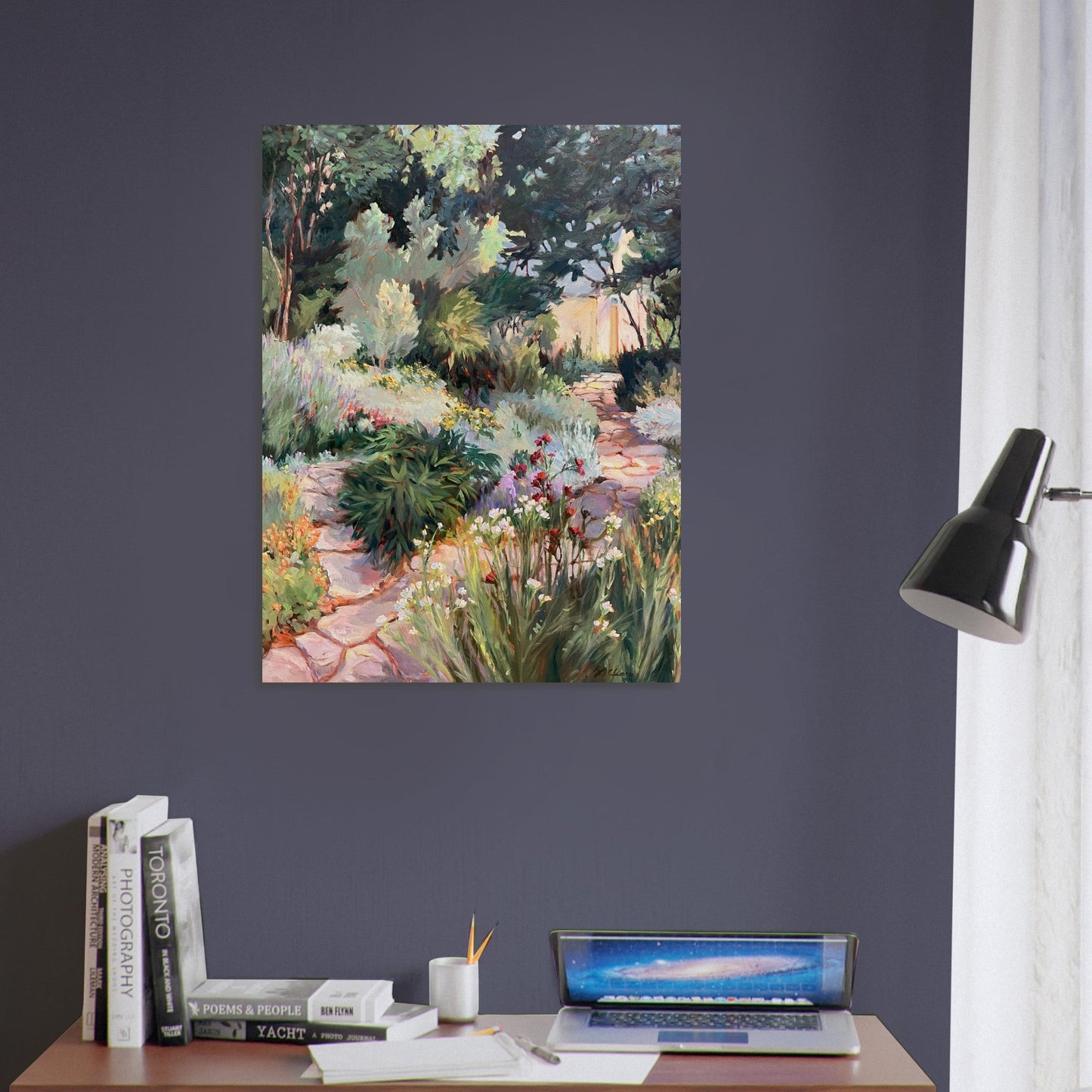 'Garden Path' Floral I 24x32 Museum-Quality Matte Paper Poster | Original Artwork by American Artist Barbara Cleary