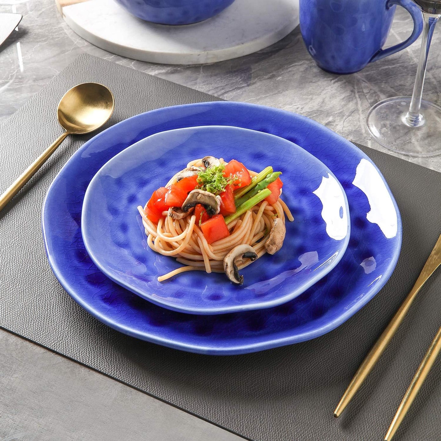 Stone Lain Constance 16-Piece Dinnerware Set Porcelain, Blue