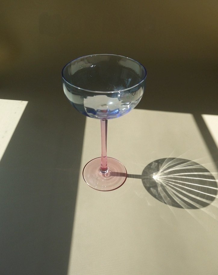 Hand Blown Retro Pastel Coloured Cocktail Glasses Coupe Set of 4 ( $22.5 Each )