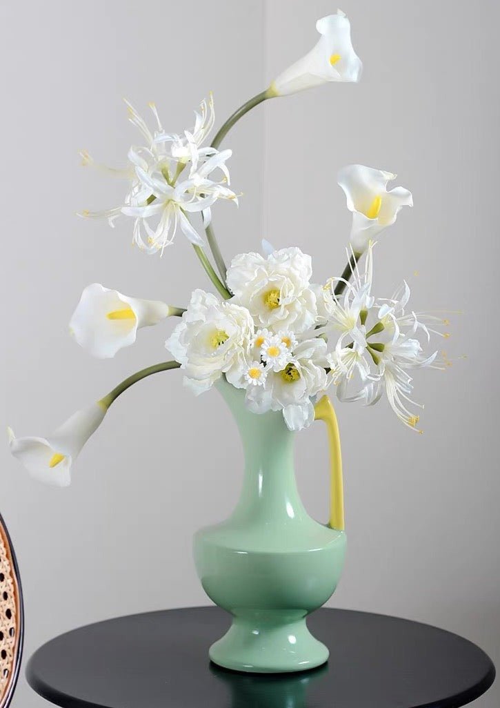 Handmade Medieval Style Ceramic Decorative Flower Vase - Glazed With Dopamine Colors