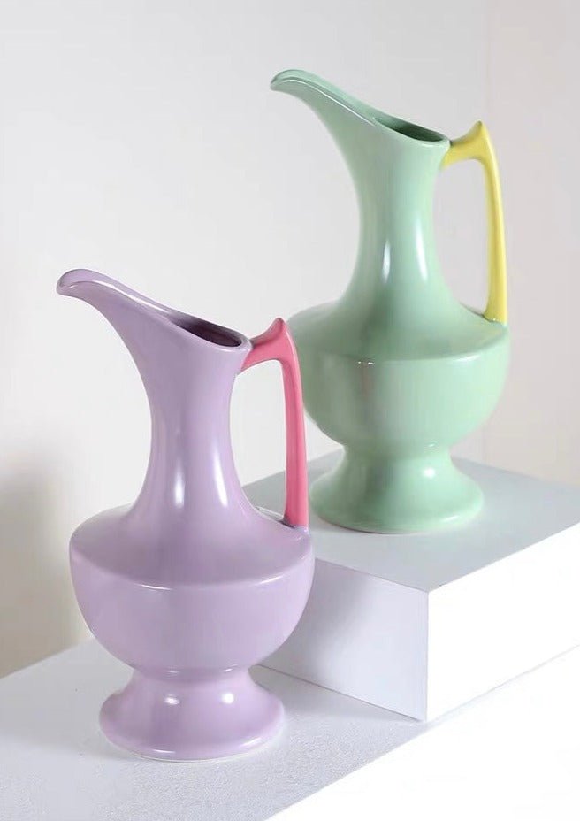 Handmade Medieval Style Ceramic Decorative Flower Vase - Glazed With Dopamine Colors