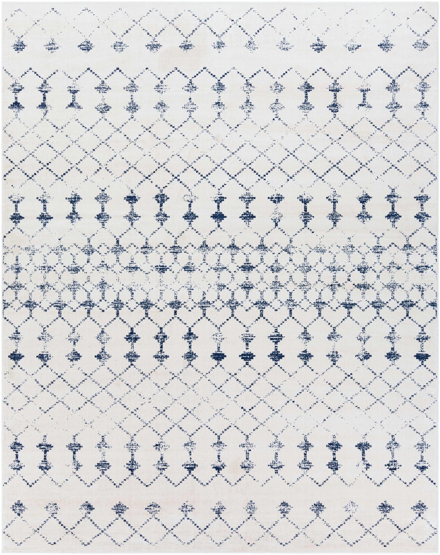 Cowaramup 7x9 White/Blue Trellis Rug - Clearance