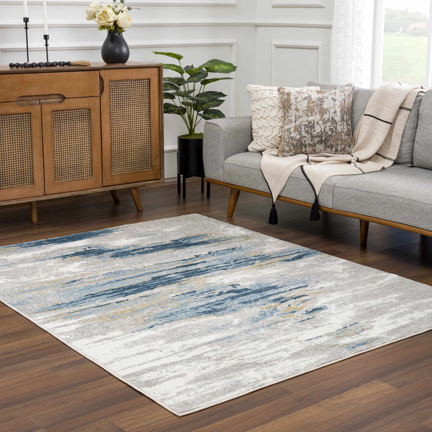 Live Marble Blue Area Rug