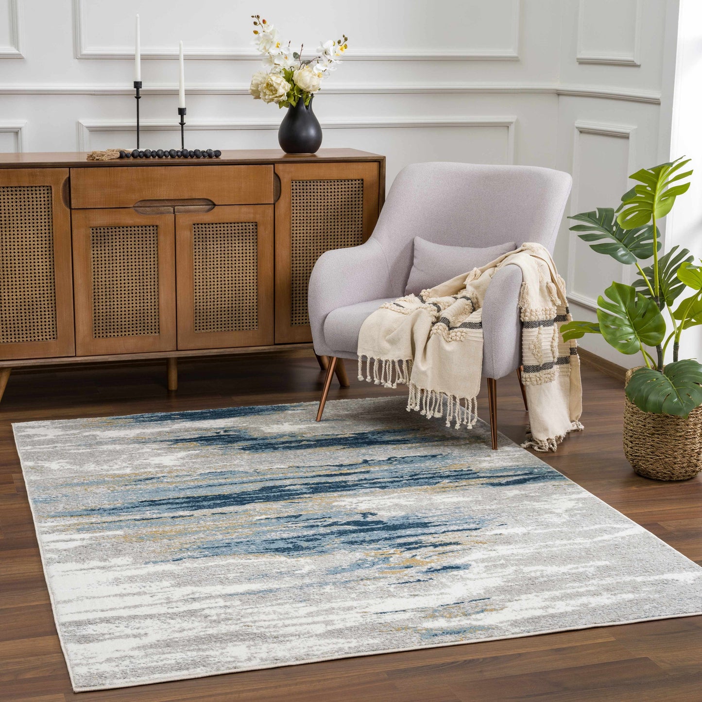 Live Marble Blue Area Rug