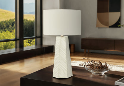 Lighting, 29'h, Table Lamp, White Ceramic, Ivory / Cream Shade, Contemporary